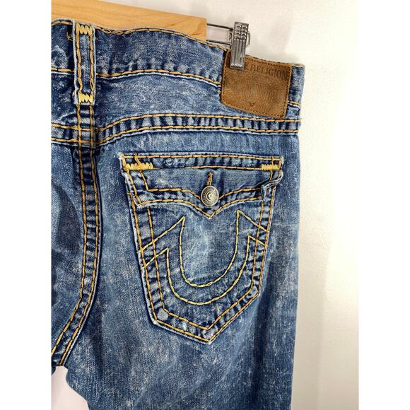 True Religion Acid Wash Distressed 100% Cotton Non Stretch Jeans Men's Size 42 - Picture 9 of 12